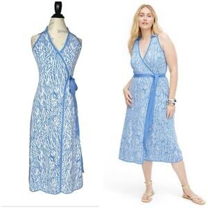 DVF Target | Women | Sea Twig Collared Sleeveless Sweater Knit Wrap Dress | XS